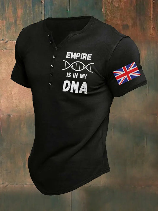 Men's England Empire Is In My DNA Printed Henley Shirt trupatriotic