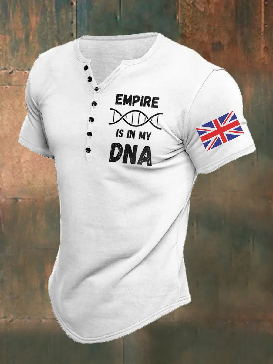 Men's England Empire Is In My DNA Printed Henley Shirt trupatriotic