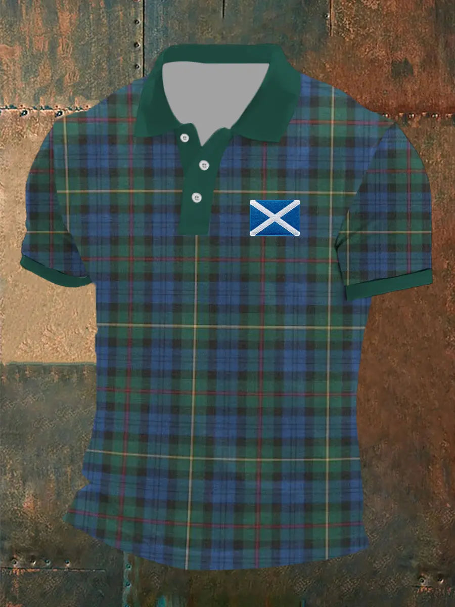 Men's Scottish Tartan Print Casual Top trupatriotic