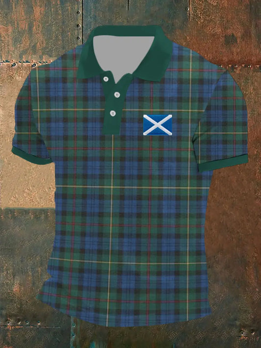 Men's Scottish Tartan Print Casual Top trupatriotic