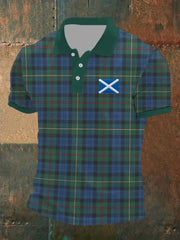 Men's Scottish Tartan Print Casual Top trupatriotic
