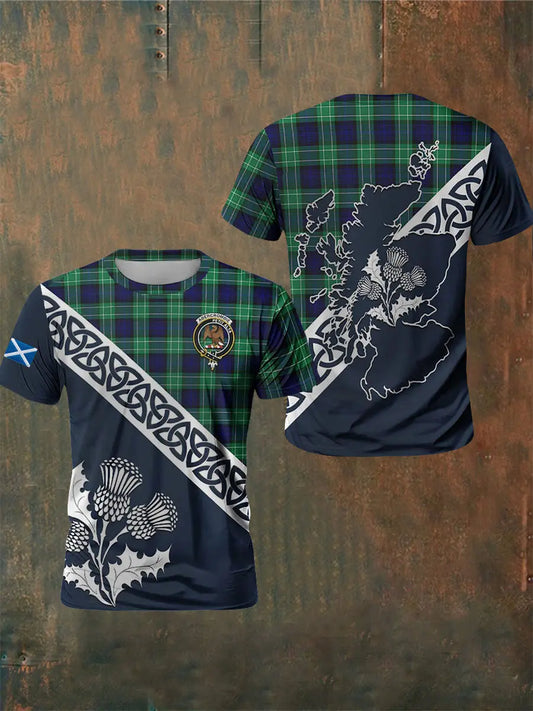 Men's Scottish Tartan Print Casual Short Sleeve T-shirt trupatriotic