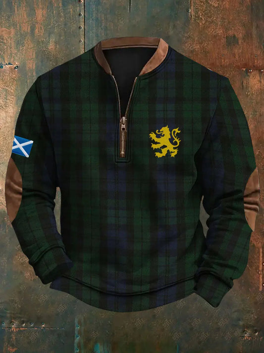 Men's Scotland Flag Printed Long Sleeve Sweatshirt trupatriotic