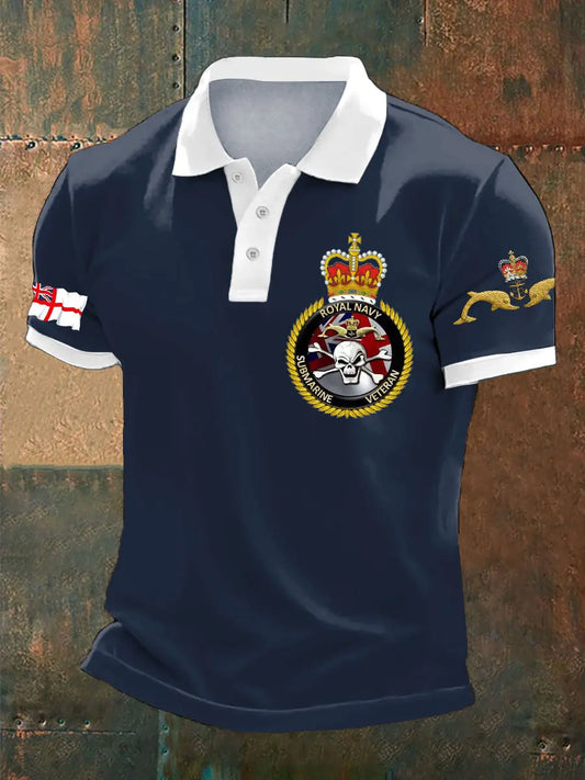 Men's Navy Veteran Submarine Printed Casual Tops trupatriotic