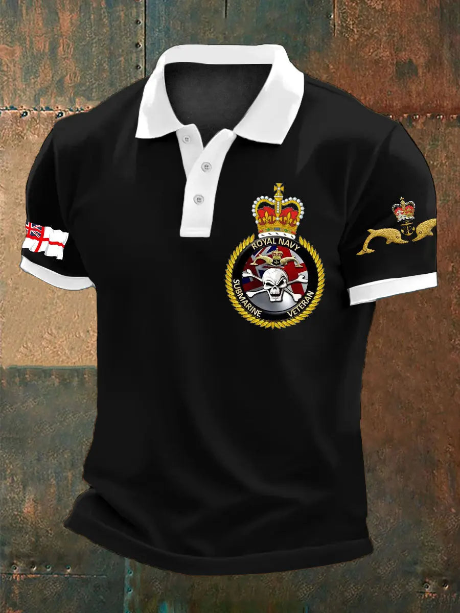 Men's Navy Veteran Submarine Printed Casual Tops trupatriotic