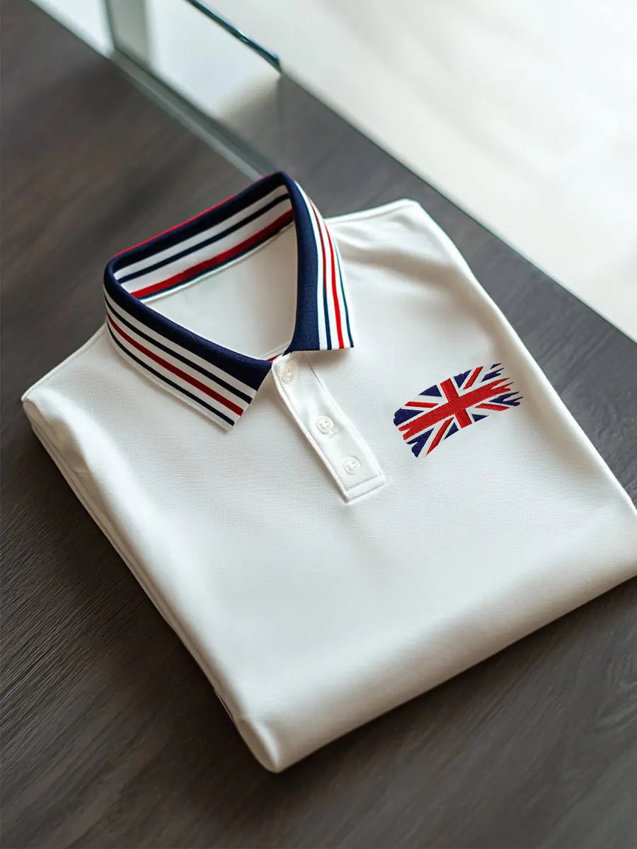 Men's United Kingdom Flag Business Style Short Sleeve T-Shirt trupatriotic
