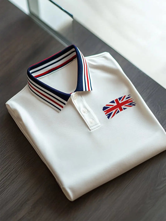 Men's United Kingdom Flag Business Style Short Sleeve T-Shirt trupatriotic