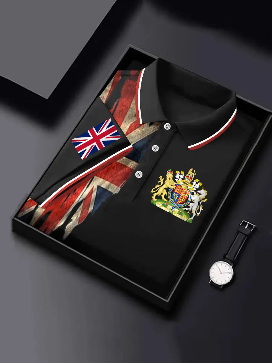 Men's UK Coat of arms Print short sleeve shirt trupatriotic