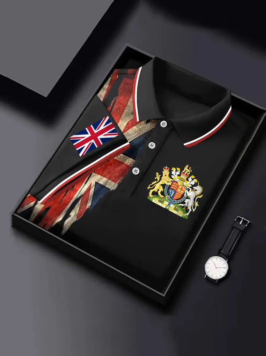 Men's UK Coat of arms Print short sleeve shirt trupatriotic