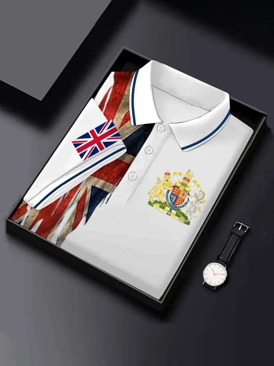 Men's UK Coat of arms Print short sleeve shirt trupatriotic