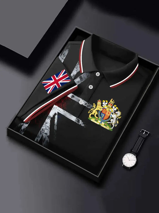 Men's UK Coat of arms Print short sleeve shirt trupatriotic