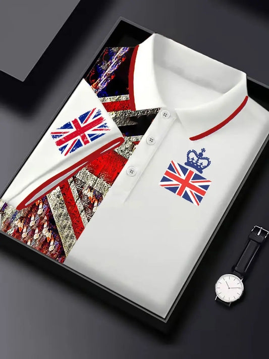Men's Vintage England Flag Crown Casual Shirt trupatriotic