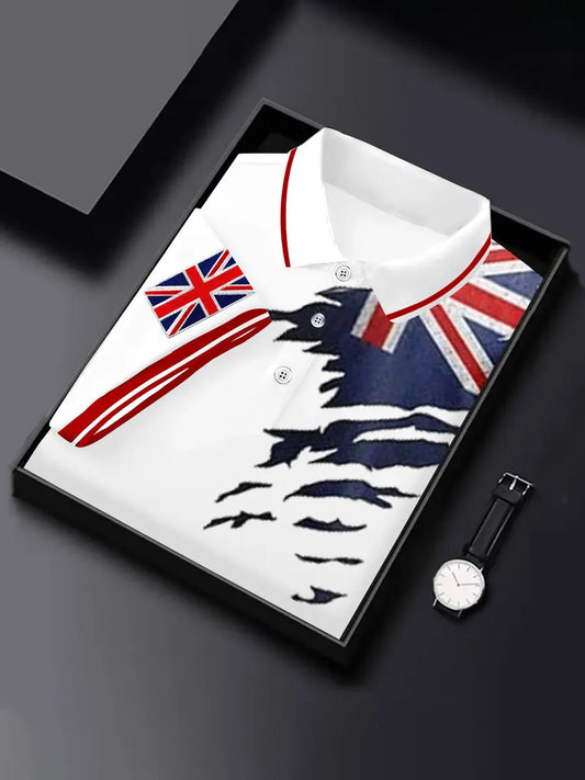 Men's UK Flag Print Short Sleeve Top trupatriotic