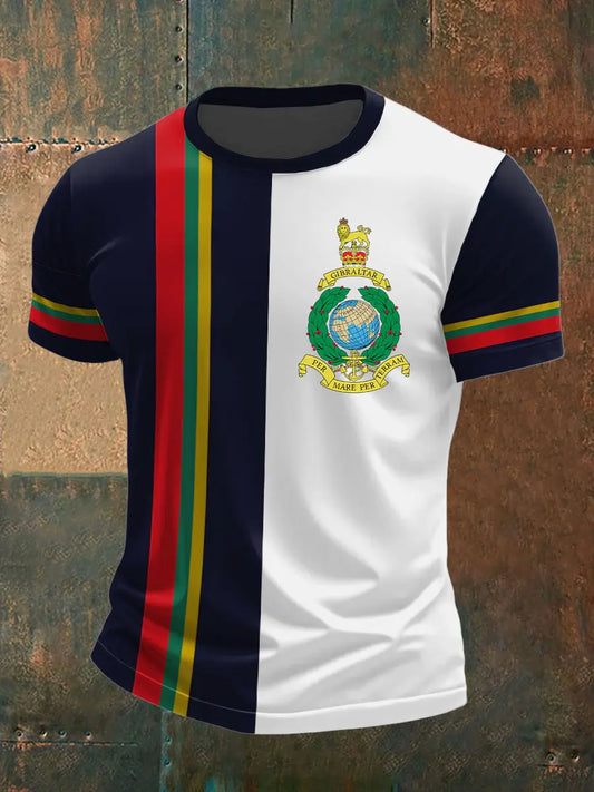 Men's Navy Veteran Marine Printed Casual Tops trupatriotic