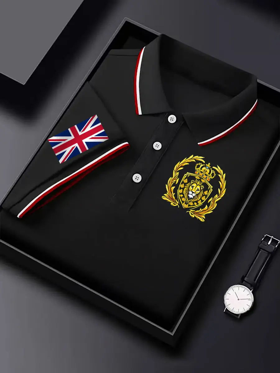 Men's Vintage England Lion Crown Casual Shirt trupatriotic