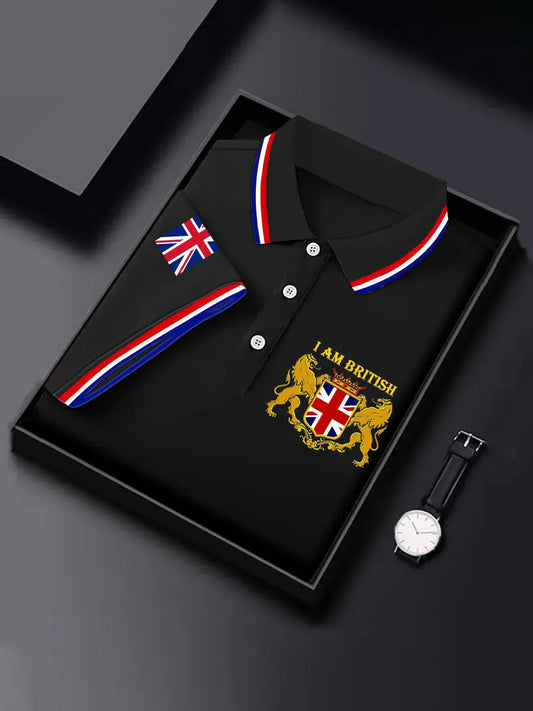 Men's UK Flag I'm British Print Casual Top trupatriotic