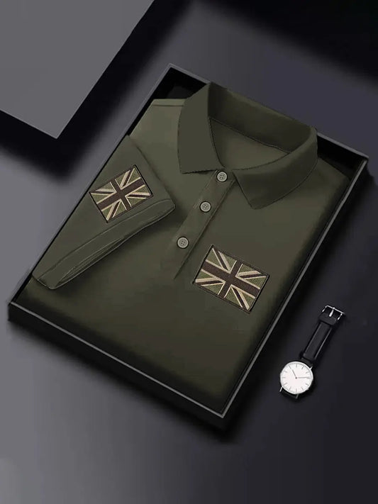 Men's Business Style Embroidered  Badge Top trupatriotic