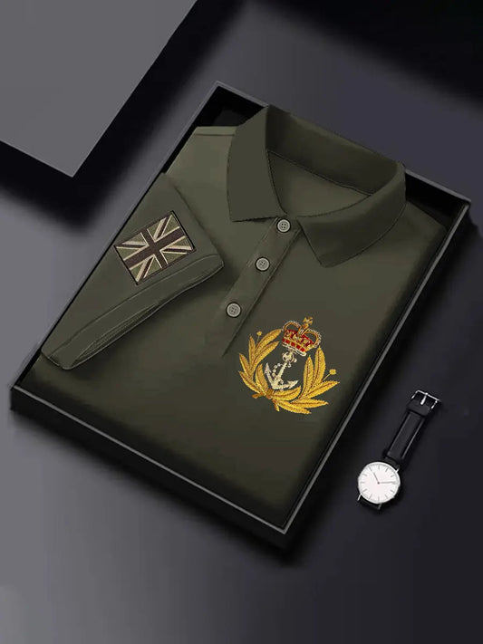 Men's Business Style Embroidered  Badge Top trupatriotic