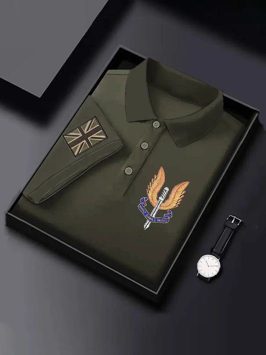 Men's Business Style Embroidered  Badge Top trupatriotic