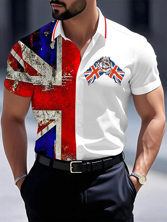 Men's Vintage England Flag Casual Shirt trupatriotic