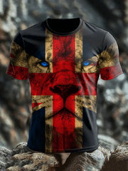 Men's UK Flag Lion Patoitic Printed T-shirt trupatriotic