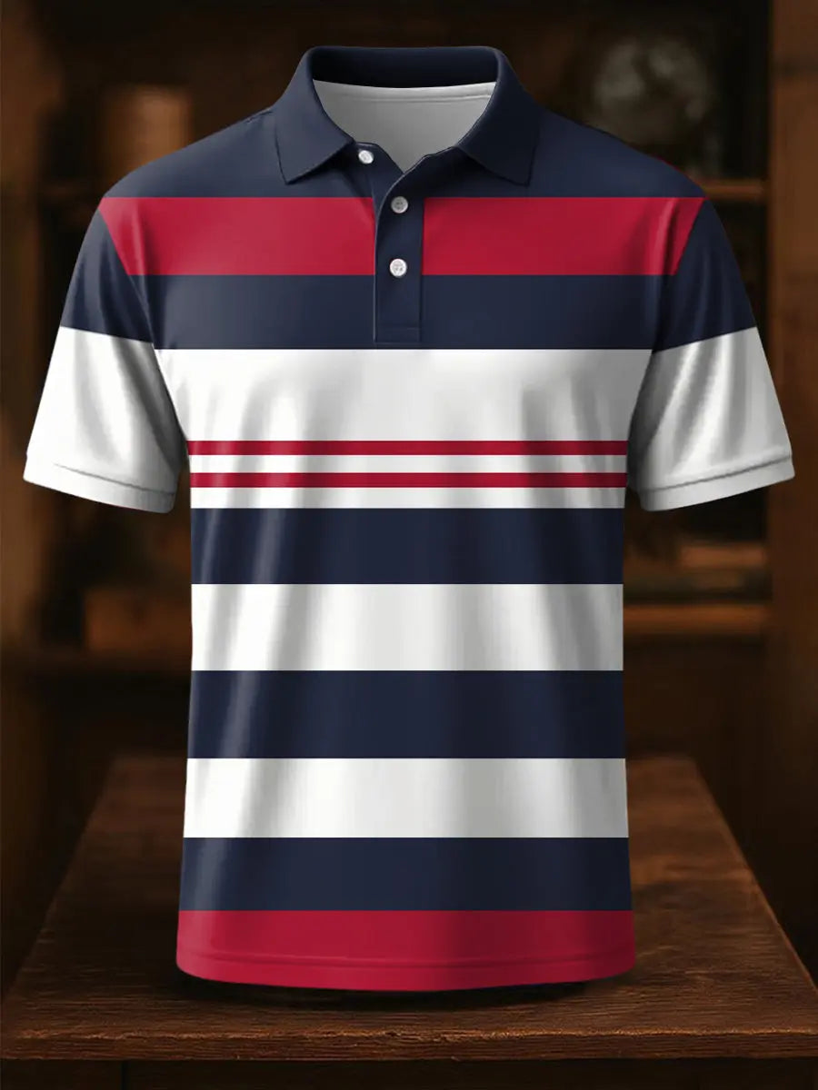 Men's Stripes Print Casual Top trupatriotic