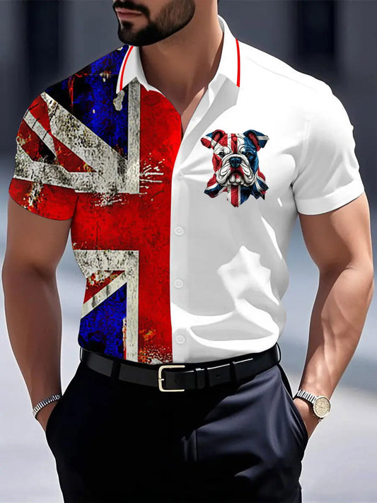 Men's Vintage England Flag Casual Shirt trupatriotic