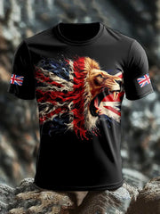 Men's UK Lion Flag Printed T-shirt trupatriotic