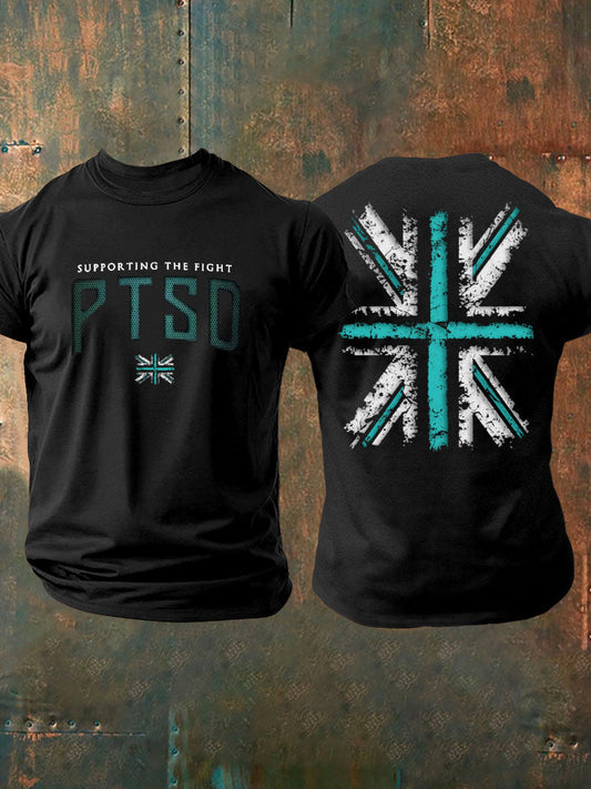 Men's UK PTSD Awareness Veteran Printed T-shirt trupatriotic