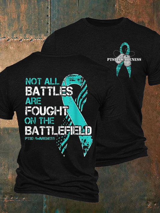 Men's PTSD Awareness Veteran Printed T-shirt trupatriotic