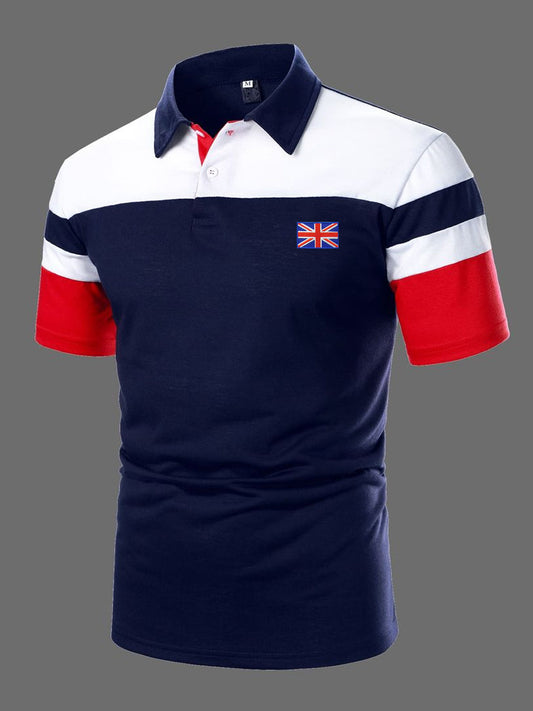 Men's UK Flag Colorblock Print Casual Top trupatriotic