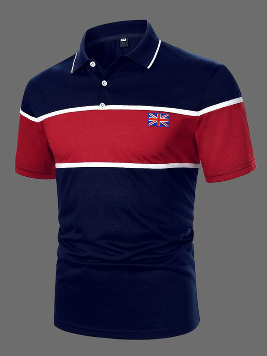 Men's UK Flag Colorblock Print Casual Top trupatriotic