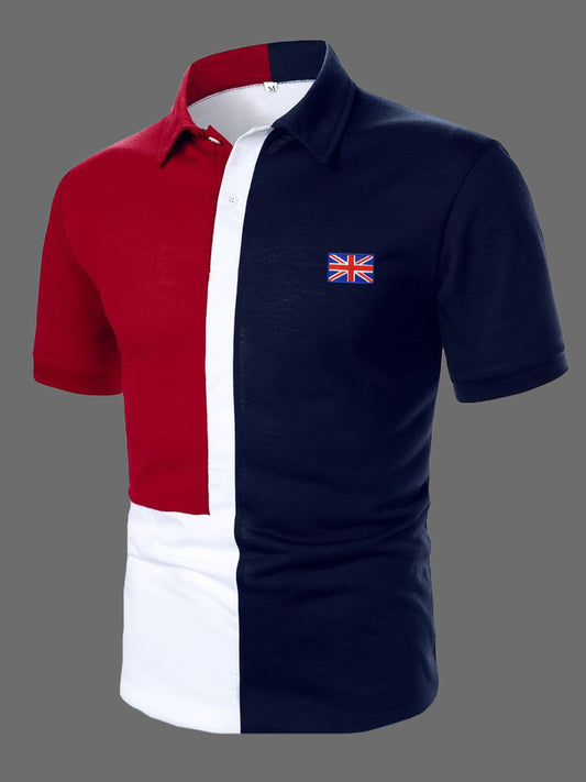 Men's UK Flag Colorblock Print Casual Top trupatriotic