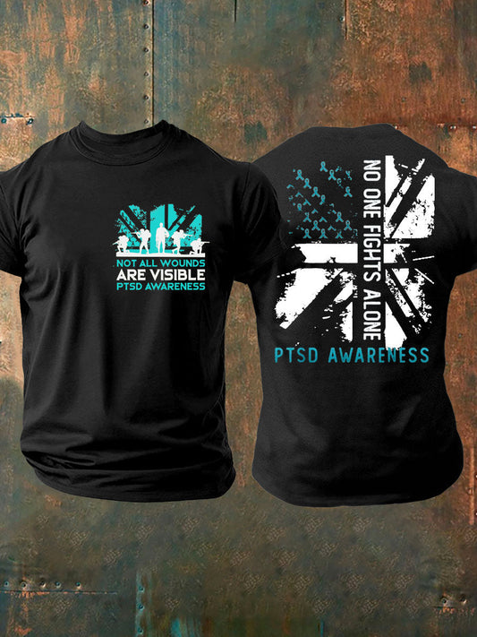 Men's PTSD Awareness Veteran Printed T-shirt trupatriotic
