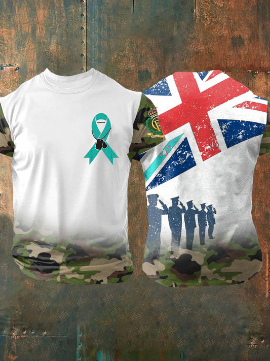 Men's PTSD Awareness Veteran Police Printed T-shirt trupatriotic