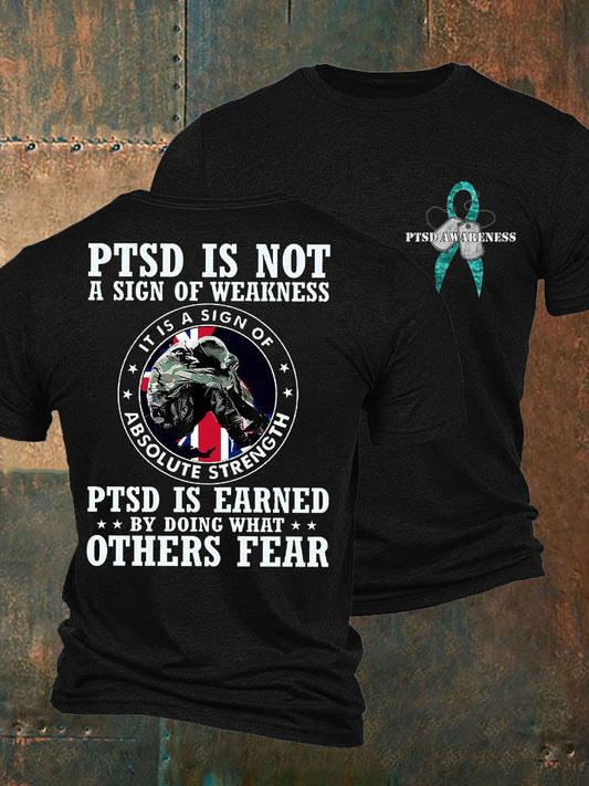 Men's PTSD Awareness Veteran Printed T-shirt trupatriotic