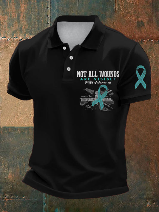 Men's PTSD Awareness Veteran Printed Casual Tops trupatriotic