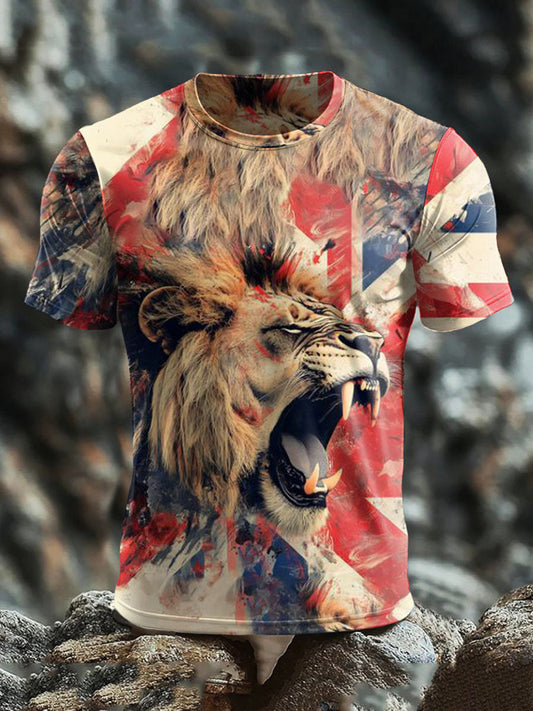 Men's  British Lion Cotton Short-Sleeved T-shirt trupatriotic