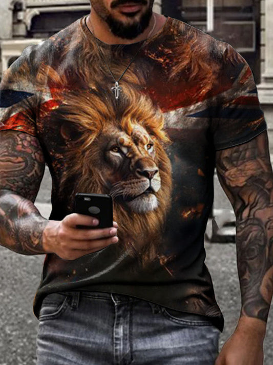Men's  British Lion Cotton Short-Sleeved T-shirt trupatriotic