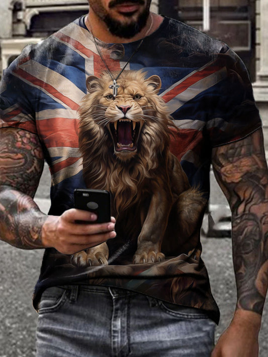 Men's  British Lion Cotton Short-Sleeved T-shirt trupatriotic