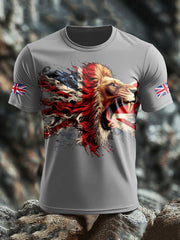 Men's UK Lion Flag Printed T-shirt trupatriotic