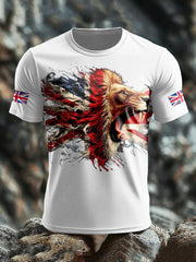 Men's UK Lion Flag Printed T-shirt trupatriotic