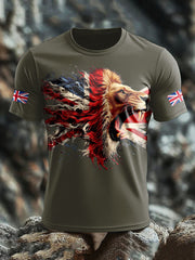 Men's UK Lion Flag Printed T-shirt trupatriotic