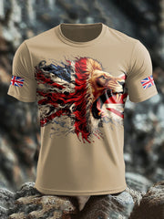 Men's UK Lion Flag Printed T-shirt trupatriotic