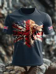 Men's UK Lion Flag Printed T-shirt trupatriotic
