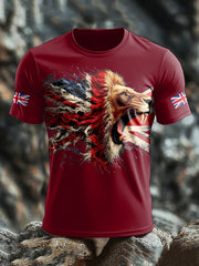 Men's UK Lion Flag Printed T-shirt trupatriotic