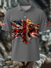 Men's UK Flag Lion Printed Casual Tops trupatriotic