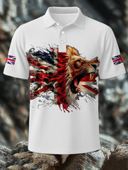 Men's UK Flag Lion Printed Casual Tops trupatriotic