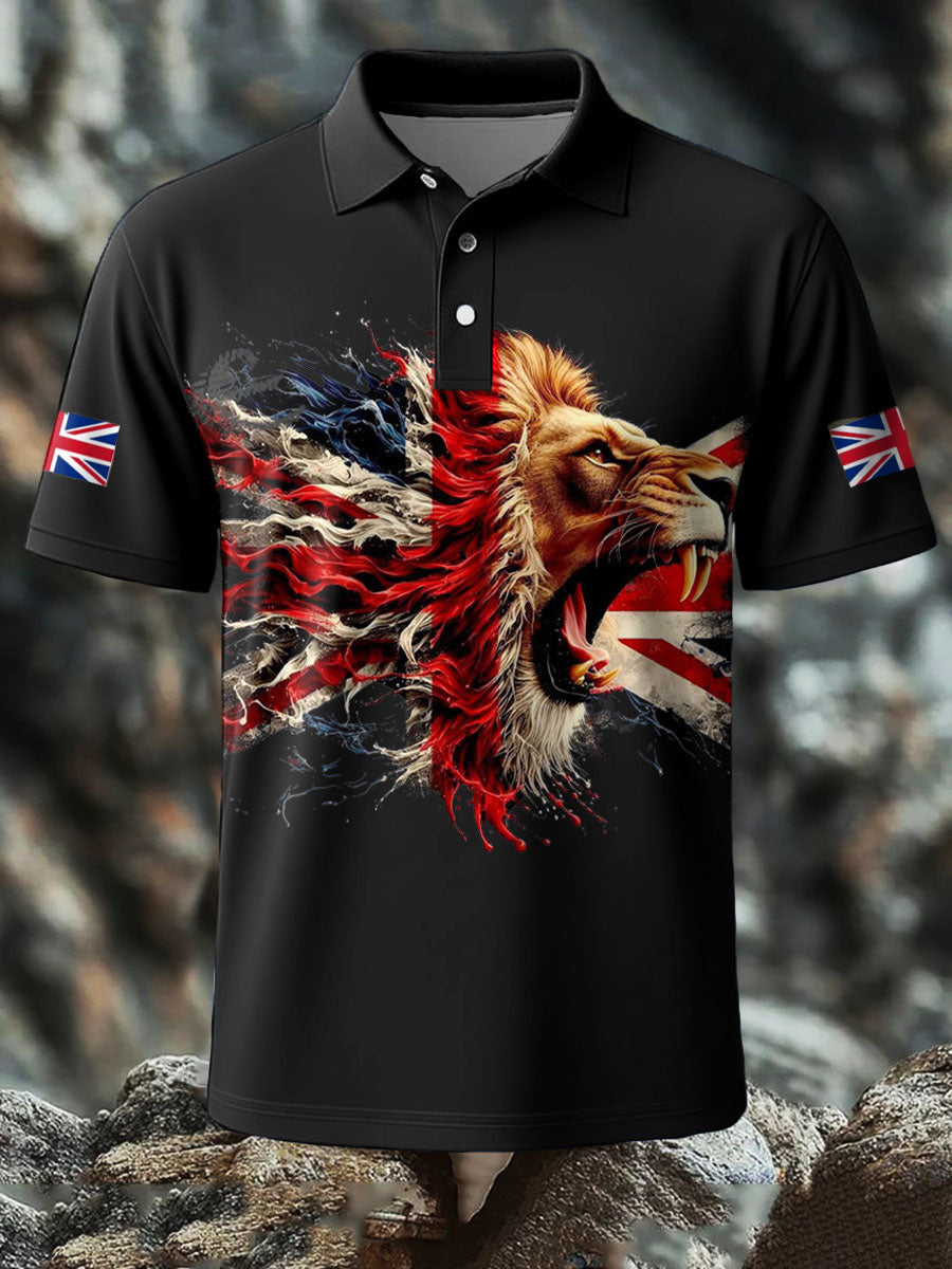 Men's UK Flag Lion Printed Casual Tops trupatriotic