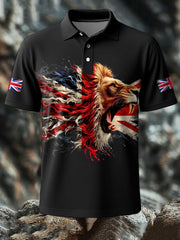 Men's UK Flag Lion Printed Casual Tops trupatriotic